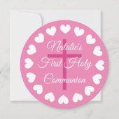 Elegant roze meisje's eerste heilige communistisch kaart (Voorkant)