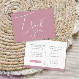 Elegant  roze met logo business dank u notitiekaartje