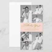 Elegant roze met opgerold band 6 Foto van het brui Bedankkaart (Voorkant / Achterkant)