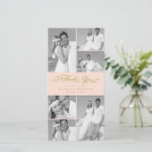 Elegant roze met opgerold band 6 Foto van het brui Bedankkaart (Staand voorkant)