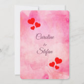 Elegant roze met rode harten Valentijns huwelijk Kaart (Achterkant)