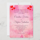 Elegant roze met rode harten Valentijns huwelijk Kaart (Voorkant)