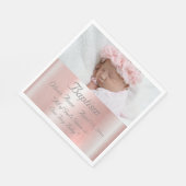 Elegant Roze Metallic Foto Name Baby Girl Baptisme Servet (Hoek)