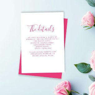 Elegant Roze Minimal Wedding Details Kaart