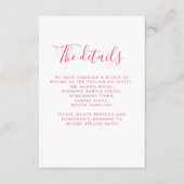 Elegant Roze Minimal Wedding Details Kaart (Voorkant)