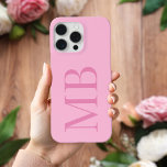 Elegant Roze Minimalistisch Initiaal Monogram iPhone 15 Pro Max Hoesje<br><div class="desc">Elegant Roze Minimalistische Initiaal Monogram iPhone Case</div>