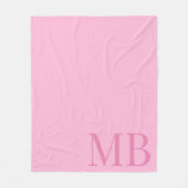Elegant Roze Minimalistisch Initiaal Monogram Fleece Deken (Voorkant)