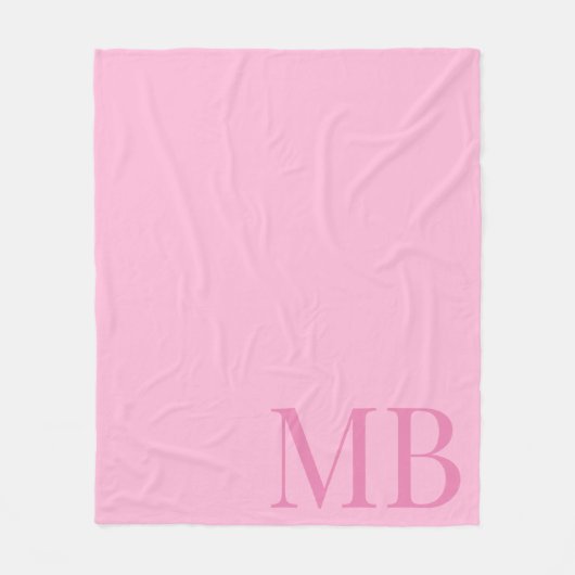 Elegant Roze Minimalistisch Initiaal Monogram Fleece Deken (Voorkant)