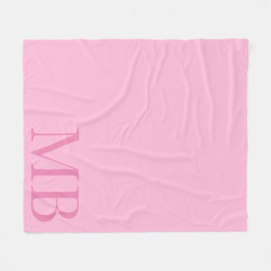 Elegant Roze Minimalistisch Initiaal Monogram Fleece Deken (Voorkant (Horizontaal))