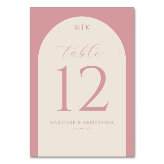 Elegant Roze Minimalistisch Tafelnummer (Voorkant)