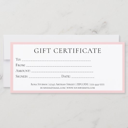 Elegant  roze minimalistische bedrijfsnaam (Achterkant)