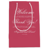 Elegant roze minimalistische bruiloft welkom medium cadeauzakje (Voorkant)