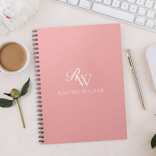 Elegant Roze Minimalistische Monogram Notitieboek