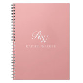 Elegant Roze Minimalistische Monogram Notitieboek (Voorkant)