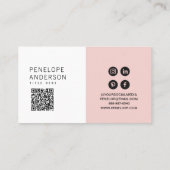 Elegant Roze Minimalistische QR Code Modern Boho G Visitekaartje (Achterkant)