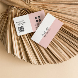Elegant Roze Minimalistische QR Code Modern Boho G Visitekaartje