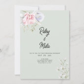 Elegant roze mint groen lila bloemenbruiloft kaart (Voorkant)