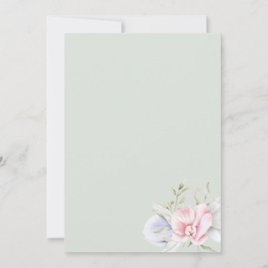 Elegant roze mint groen lila bloemenbruiloft kaart (Achterkant)