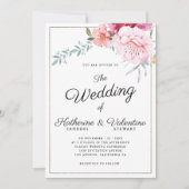 Elegant roze mint plechtig schrift florale bruilof kaart (Voorkant)