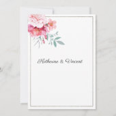 Elegant roze mint plechtig schrift florale bruilof kaart (Achterkant)