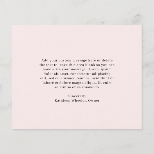 Elegant Roze Modern Budget Business Dank u kaart (Achterkant)