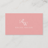 Elegant Roze Modern Monogram Visitekaartje (Voorkant)