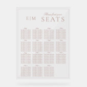 Elegant Roze Modern Script Monogram Trouwstoel Acryl Bord (Voorkant)