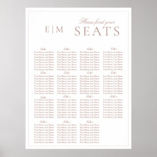 Elegant Roze Modern Script Monogram Trouwstoel Poster