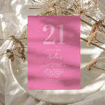 Elegant Roze Moderne 21e Verjaardag Kaart<br><div class="desc">Een eenvoudige moderne 21e verjaardagsuitnodiging met elegante typografie en minimalistisch design in roze en witte kleur.</div>