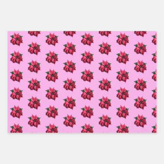 Elegant roze moderne kerstpatroon inpakpapier vel (Voorkant 3)