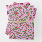 Elegant roze moderne kerstpatroon inpakpapier vel (In situ)