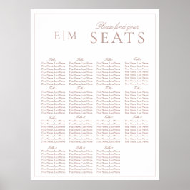 Elegant Roze Moderne Script Monogram Huwelijksstoe Poster