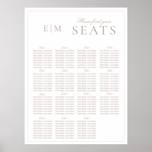 Elegant Roze Moderne Script Monogram Huwelijksstoe Poster (Voorkant)