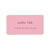 Elegant roze moderne Sjabloon Freehand Script top Etiket (Voorkant)