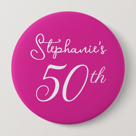 Elegant Roze Monogram 50ste Verjaardagsfeestje Ronde Button 4,0 Cm (Voorkant)