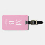Elegant Roze Monogram Bagagelabel (Voorkant horizontaal)
