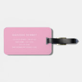 Elegant Roze Monogram Bagagelabel (Achterkant horizontaal)