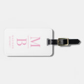 Elegant Roze Monogram Bagagelabel (Voorkant horizontaal)