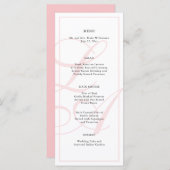 Elegant Roze Monogram Bruiloft Menu (Voorkant / Achterkant)