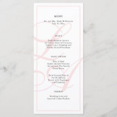 Elegant Roze Monogram Bruiloft Menu (Voorkant)