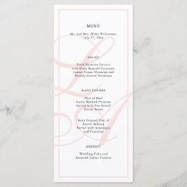 Elegant Roze Monogram Bruiloft Menu