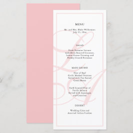 Elegant Roze Monogram Bruiloft Menu