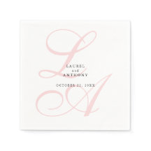 Elegant Roze Monogram Bruiloft Servetten