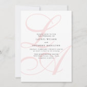 Elegant Roze Monogram Bruiloft Uitnodiging (Voorkant)