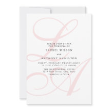 Elegant Roze Monogram Bruiloft Uitnodiging