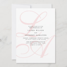 Elegant Roze Monogram Bruiloft Uitnodiging
