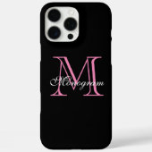 Elegant roze monogram Case-Mate iPhone case (Achterkant)