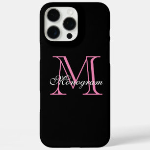 Elegant roze monogram iPhone 16 pro max hoesje
