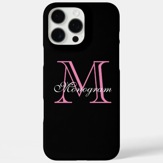 Elegant roze monogram Case-Mate iPhone case (Achterkant)
