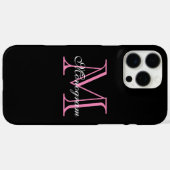 Elegant roze monogram Case-Mate iPhone case (Achterkant (horizontaal))